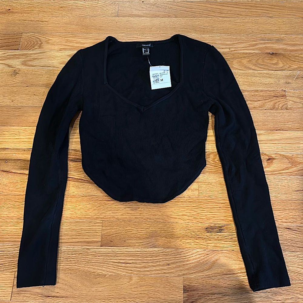 Forever 21 Basic Black Slightly Cropped Top